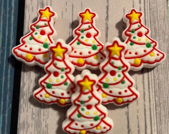 Set of 2-White Debbie Cake Christmas Tree Silicone Focal Bead