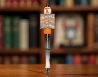 Custom "Rocky Top" Bead Pen, Tennessee University, Glitter Ombré