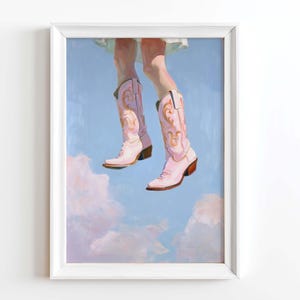 Retro Western Print Cowgirl Boots Painting Trendy Digital Prints Cowboy Painting Western Printable Instant Download