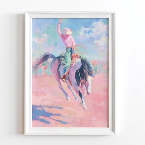 Rodeo Wall Art Western Cowboy Horse Riding Print Vintage Rodeo Poster Rustic Country Home Decor Printable Western Wall Art