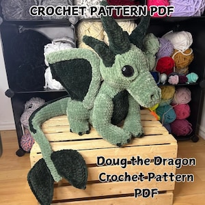 Doug the Dragon Crochet Pattern, Dragon Crochet Pattern, Crochet, PDF
