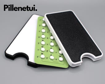 Pillenetui Antibabypille – Schwarz Weiß, Modern und Elegant Reiseetui für Frauen, Stilvolles Pillenbehälter, Organizer & Geschenk