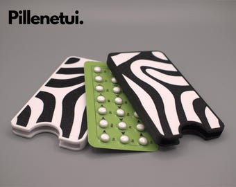 Pillenetui Antibabypille – Modernes Abstraktes Etui in Schwarz & Weiß, Stylisches Design für Frauen, Perfekt für die Pille