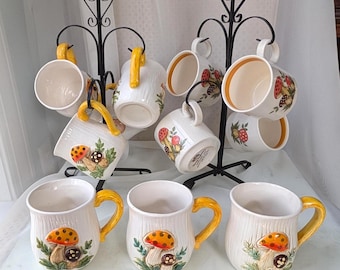 Merry Mushrooms Mugs-n-Such! Plz Read description. Vintage Sears Roebuck Kitchen