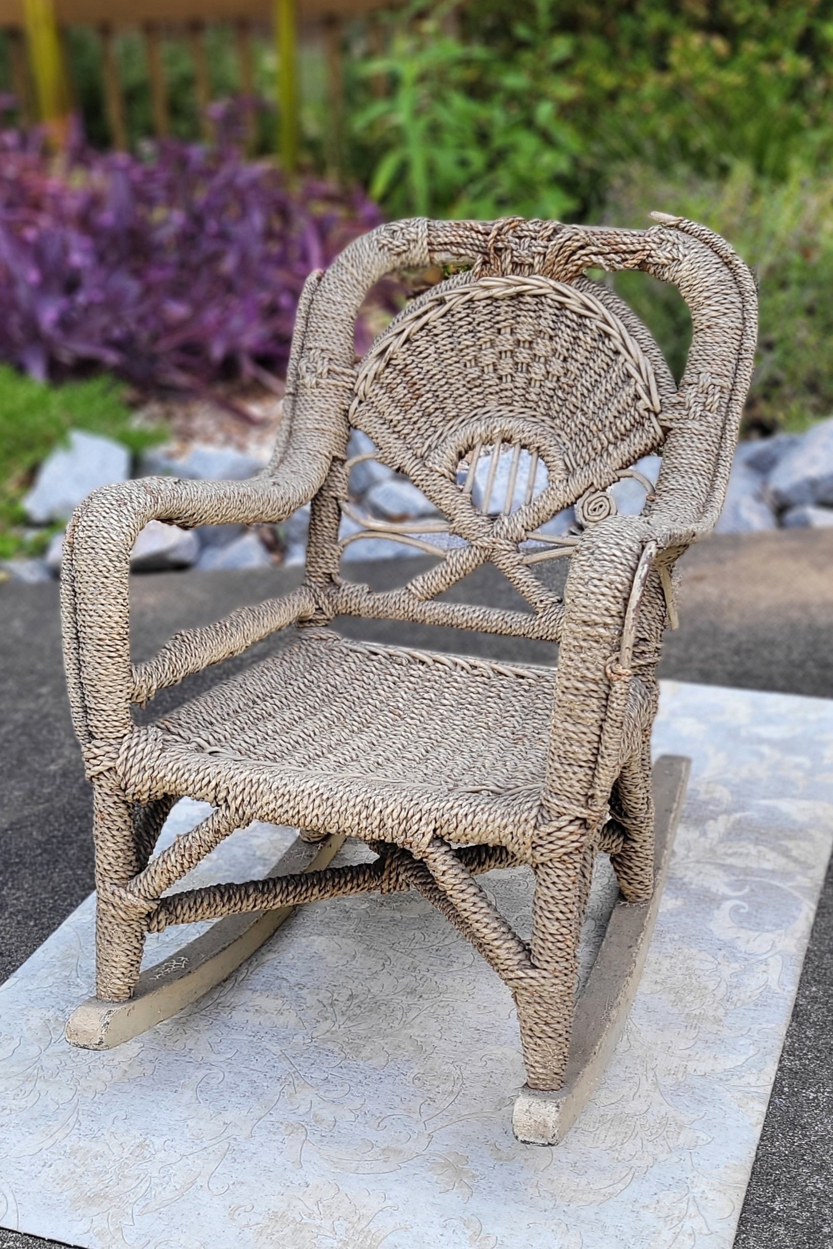 Pretty Rocking Chairs Antique Victorian? Child's Wicker Rocking Chair or Large Doll Rocker ...