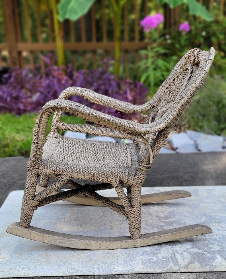 Pretty Rocking Chairs Antique Victorian? Child's Wicker Rocking Chair or Large Doll Rocker ...