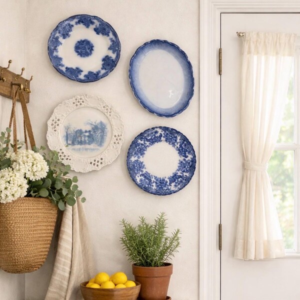 Decoración de pared de galería surtida Flow Blue, juego de 4