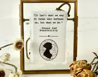 NEW! Jane Austen Sense and Sensibility Quote Print: Regency Fan Gift, Vintage Frame