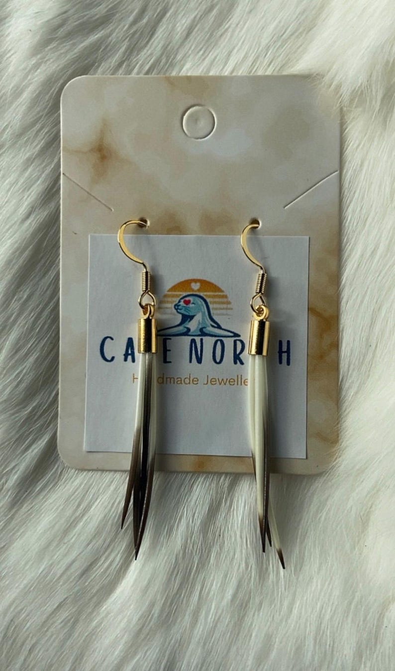 Porcupine Quill Earrings 24k Plated gold hooks 4 Quills