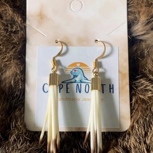 Porcupine Quill Earrings 24k Plated gold hooks 8 Quills