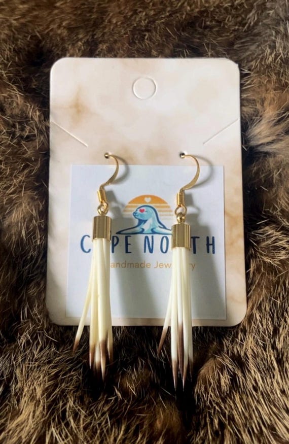 Porcupine Quill Earrings 24k Plated gold hooks