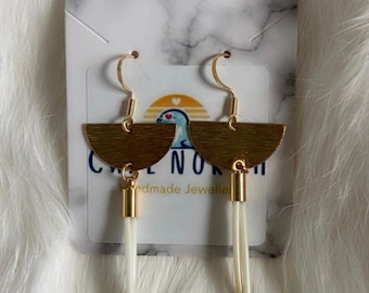 Porcupine Quill Earrings 24 k Gold hook with Ulu