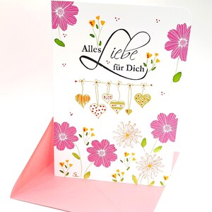 Carte d'anniversaire/carte de vœux avec enveloppe (S 17A)/impression de tampon couleur aquarelle/carte de fleurs/carte de félicitations/papeterie/original
