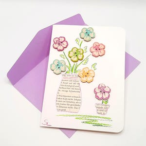 Verjaardagskaart/Gefeliciteerdkaart (K 3) / Gefeliciteerdkaart / Boekpagina's / Waterverf gekleurd / Bloemenkaart/Wenskaart / Briefpapier / Origineel