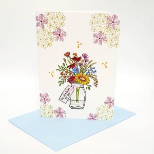 Verjaardagskaart / wenskaart met envelop (S 12B) / aquarelkleurige stempelafdruk / bloemenkaart / wenskaart / briefpapier / origineel
