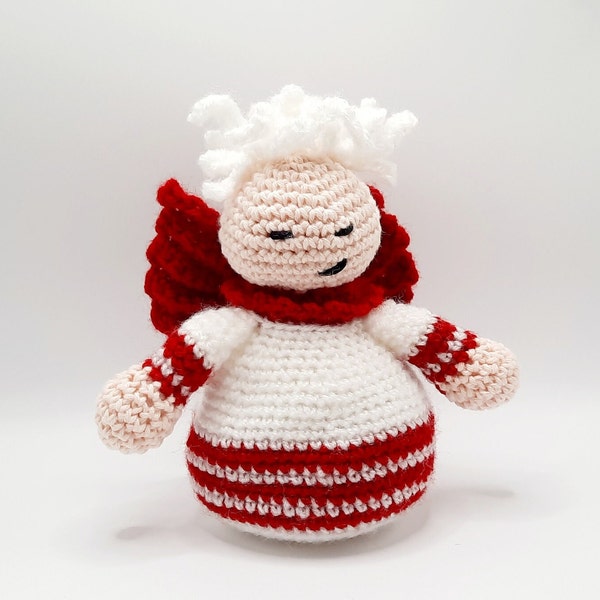 Rot - weißer Schutzengel / Engel / Einzelstück / gehäkelt/ Wolle /Amigurumi / Häkelfigur / Geschenk / Unikat