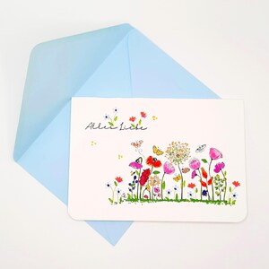 Biglietto di compleanno/biglietto di auguri con busta (S 29E)/stampa con timbro colorato ad acquerello/biglietto floreale/biglietto di congratulazioni/cancelleria/originale