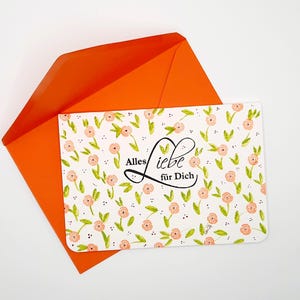 Verjaardagskaart/wenskaart met envelop (S 19B)/waterverfkleurige stempelafdruk/bloemenkaart/felicitatiekaart/briefpapier/origineel