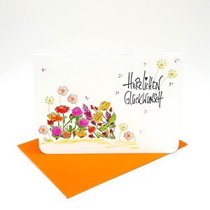 Biglietto di compleanno/biglietto di auguri con busta (S 20B)/stampa con timbro colorato ad acquerello/biglietto floreale/biglietto di congratulazioni/cancelleria/originale