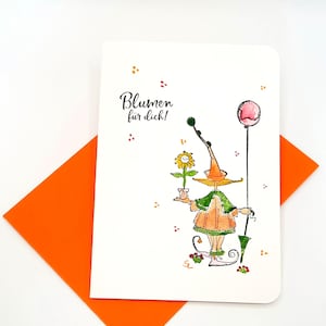 Biglietto di compleanno/biglietto di auguri con busta (S 13A)/stampa con timbro colorato ad acquerello/biglietto floreale/biglietto di congratulazioni/cancelleria/originale
