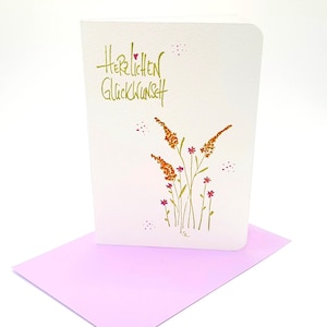 Cartão de aniversário/cartão de felicitações com envelope (S 22A)/carimbo colorido em aquarela/cartão de flores/cartão de felicitações/papelaria/original