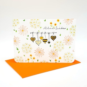 Verjaardagskaart/wenskaart met envelop (S 11B)/waterverfkleurige stempelafdruk/bloemenkaart/felicitatiekaart/briefpapier/origineel