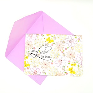 Cartão de aniversário/cartão de felicitações com envelope (S 16A)/carimbo colorido em aquarela/cartão de flores/cartão de felicitações/papelaria/original