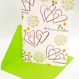 Biglietto di compleanno/biglietto di auguri con busta (S 27A)/stampa con timbro colorato ad acquerello/biglietto floreale/biglietto di congratulazioni/cancelleria/originale
