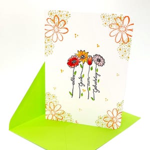 Biglietto di compleanno/biglietto di auguri con busta (S 8B)/stampa con timbro colorato ad acquerello/biglietto floreale/biglietto di congratulazioni/cancelleria/originale