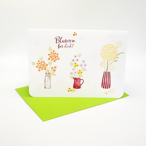 Carte d'anniversaire / carte de vœux avec enveloppe (S 9C) / impression de tampon couleur aquarelle / carte de fleurs / carte de vœux / papeterie / originale