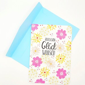Tarjeta de cumpleaños/tarjeta de felicitación con sobre (S 9B)/impresión de sello de color acuarela/tarjeta de flores/tarjeta de felicitación/papelería/original