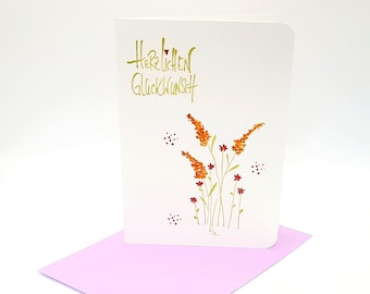 Birthday card/greeting card with envelope (S 3A) /watercolor colored stamp print/flower card/congratulations card/stationery/original