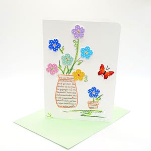 Tarjeta de cumpleaños/Tarjeta de felicitación (K 5) / Tarjeta de felicitación / Páginas de libro / Acuarela coloreada / Tarjeta de flores/Tarjeta de felicitación / Papelería / Original