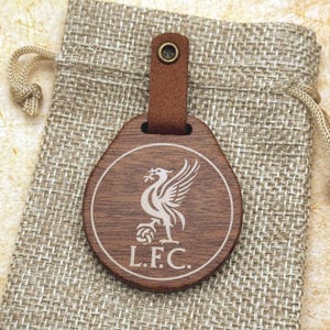 Handmade Mahogany Liverpool FC Keyring: Unique Football Fan Gift