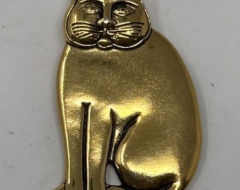 Vintage Jewelry Brooch Pink Rhinestone Cat Gold Tone Pin - Etsy