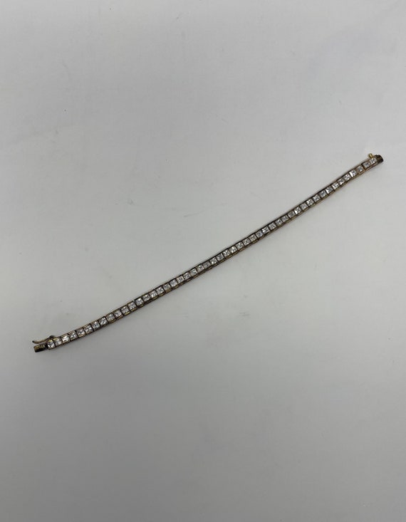 Vintage 925 Rhinestone Single Row Tennis Bracelet… - image 3