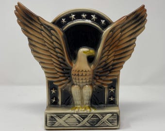 Vintage Ceramic &#39;National Bank of Dayton&#39; Eagle Coin Piggy Bank  - 1970s
