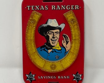Vintage Tin Texas Ranger Savings Bank - 1960s