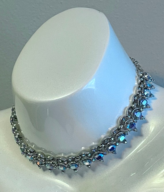 Vintage Rhinestone Rainbow Crystal Necklace Choker