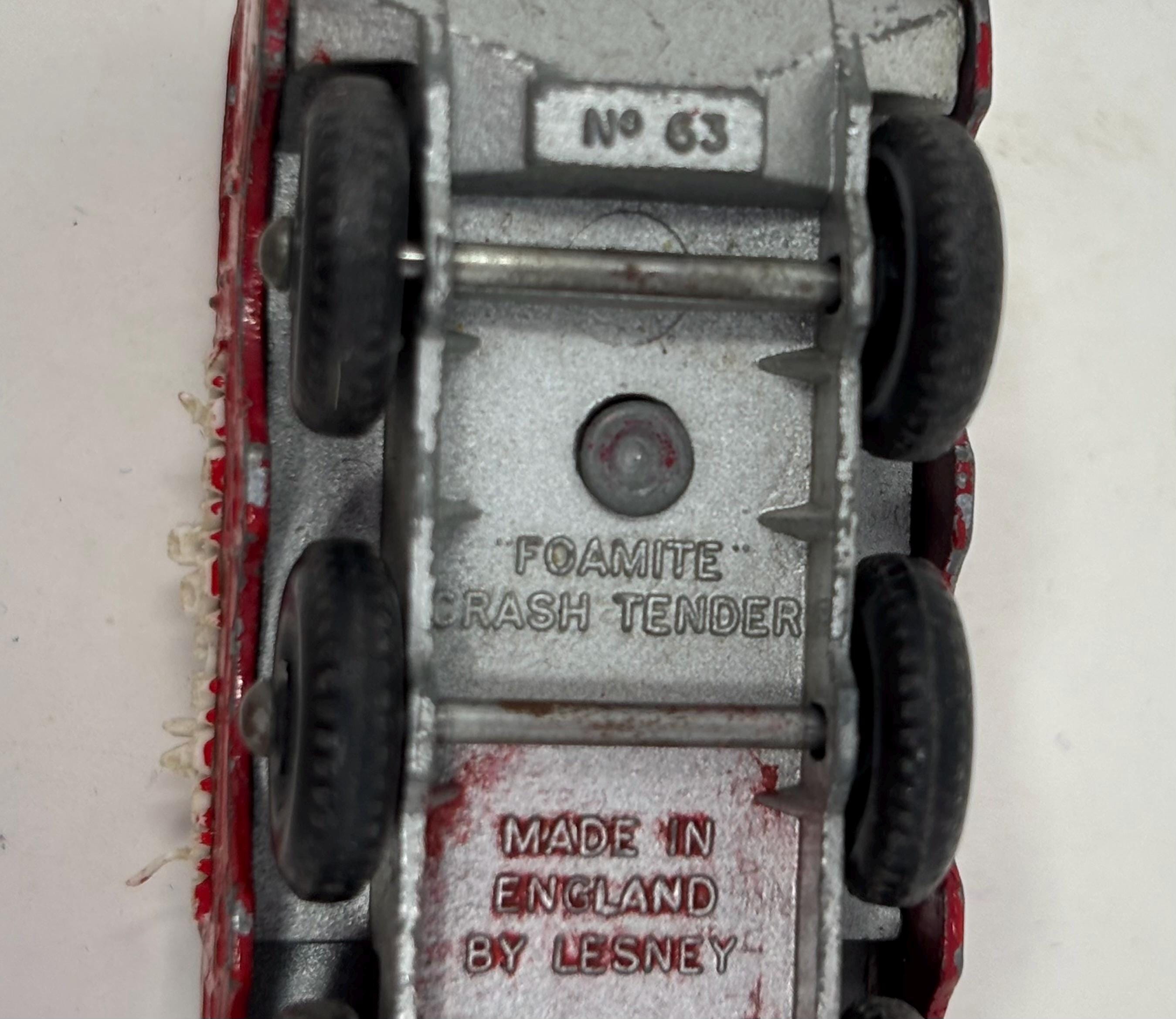 Vintage 1964 Matchbox Series No63 Airport Foamite Crash Tender Die