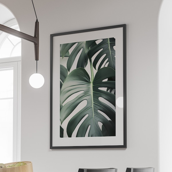 Minimalist Monstera Printable Digital Download | Tropical Leaf | Plant Lovers - Botanical Wall Art | Greenery Boho House Scandinavian Decor