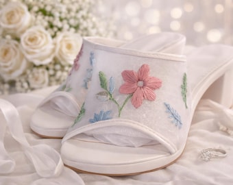 Hand Embroidered Bridal Shoes: Custom Wedding Flats or Heels