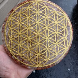 ORGONITE metatron and flower of life plate for purification and recharging! 2 pounds