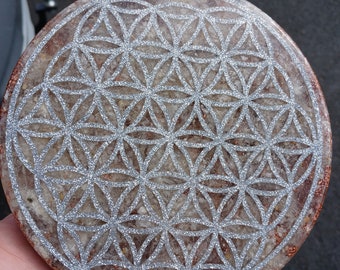 Metatron ORGONITE e piastra fiore della vita per purificazione e ricarica! 2 libbre