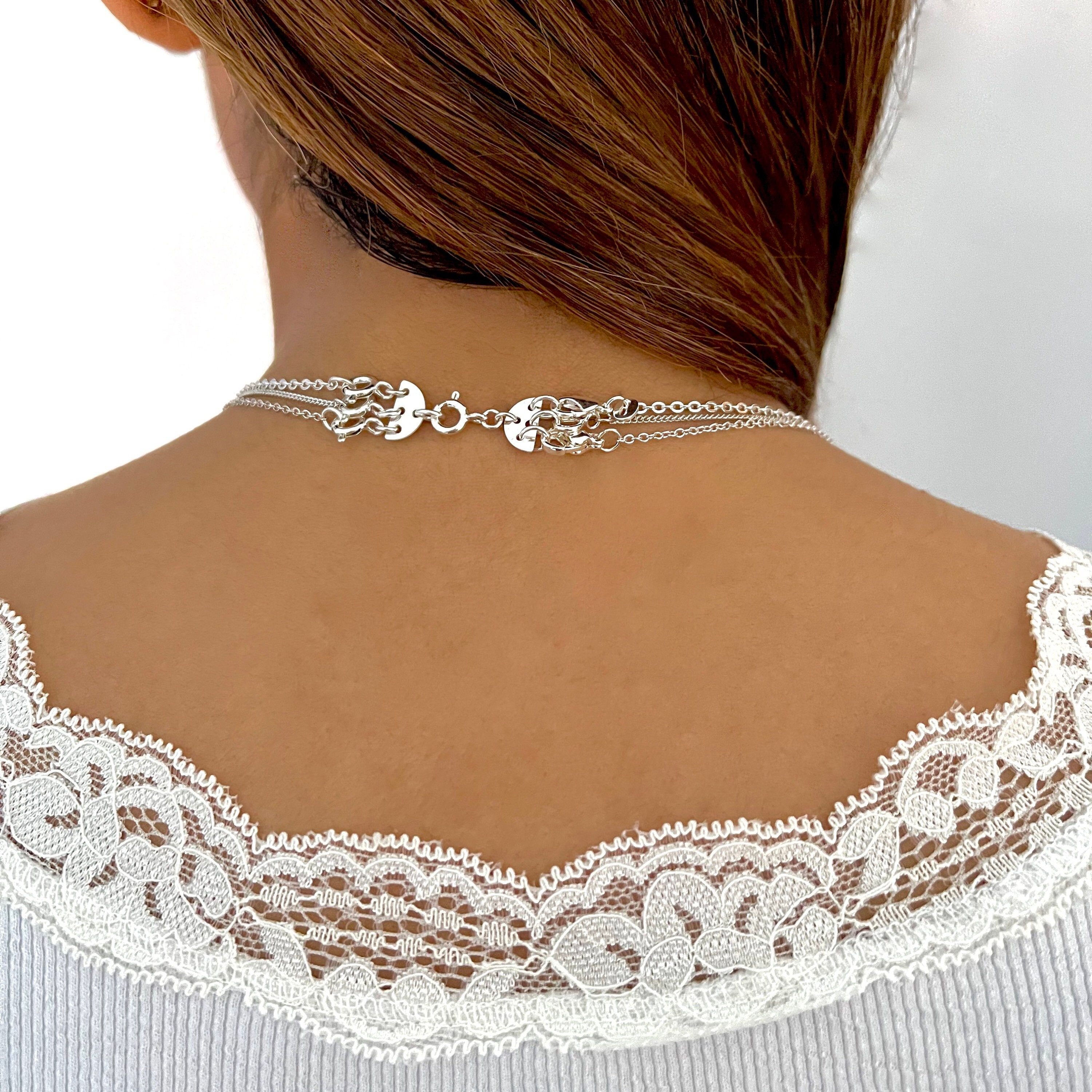 Collana Con Pendente Circolare In Argento Sterling Con Zirconi - Foto 3