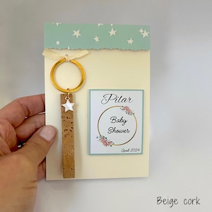 10 pcs Communion favor keychains, Confirmation favors, Baptism party favors, Baby shower, Welcoming baby, Name leather keychain and cross