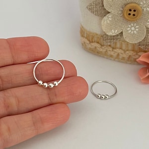 Fidget ring, Sterling silver anxiety bead ring, Anti stress, Calming ring, Stress relief, Worry ring, Mental health gift