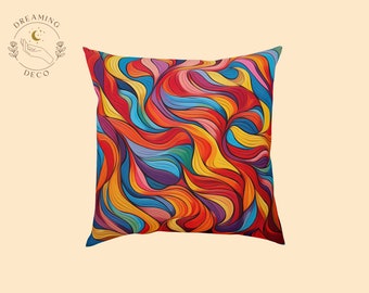 Abstract cushion with colorful geometric shapes, bringing a modern and vibrant touch to your interior decor!