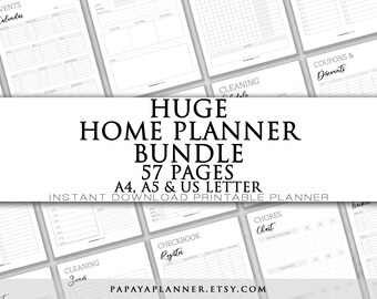 Huge Home Planner Set - 57 Pages - Printable Planner, Personal Planner, Household Planner, 2025 Planner, Instant Download, A4 PDF