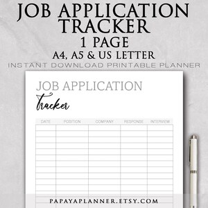 Job Application Tracker Printable Planner, Personal Planner, Social ...